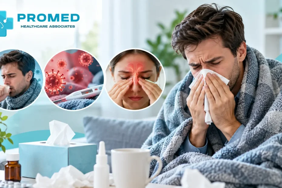 Cold vs flu vs sinus infection symptoms guide in Aubrey, TX
